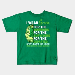 Mental Health Awareness Matters Support I Wear Green Warrior Kids T-Shirt